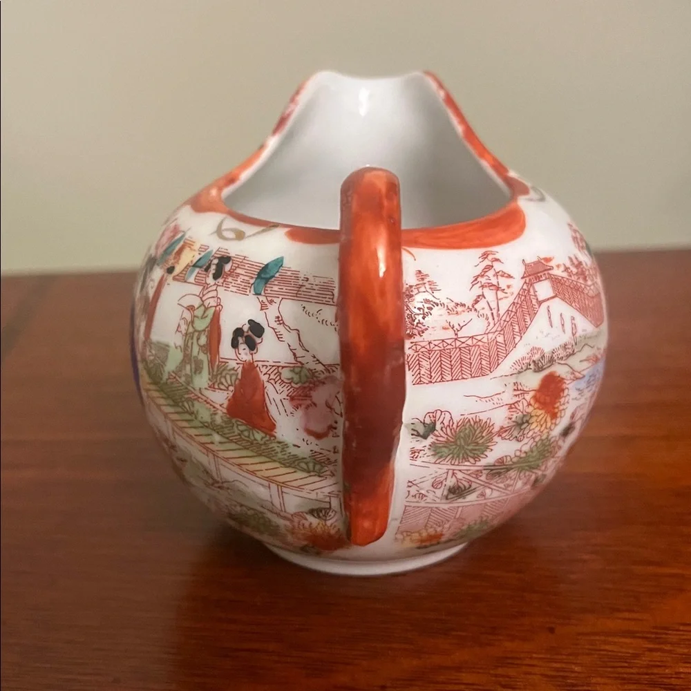 Antique Vintage Asian Made in Japan Geisha Girl Hand-Painted Creamer Pitcher